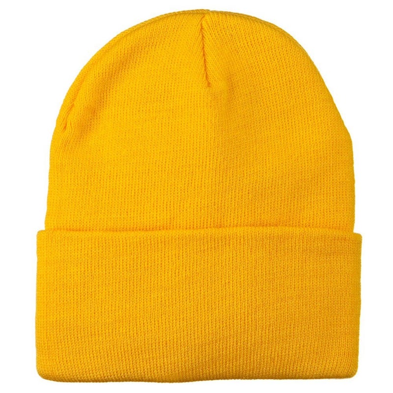 Mega Cap MG 12 Inch Long Knitted Beanie (Yellow OSFM) - Image 5
